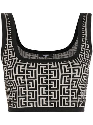 Balmain débardeur crop à motif monogrammé - Tons neutres