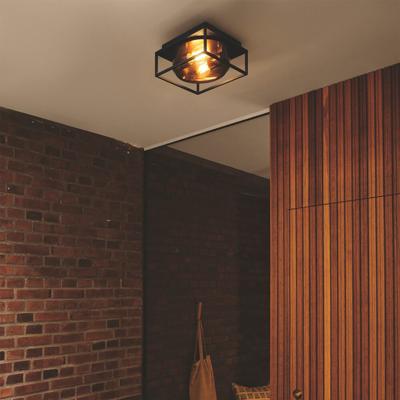 Nordlux Zwarte plafondlamp IP44Griffin met smoke venster - 2218126047