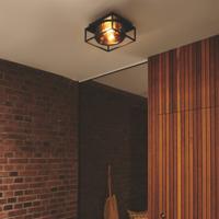 Nordlux Zwarte plafondlamp IP44Griffin met smoke venster - 2218126047