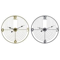 Muurklok DKD Home Decor Zwart Gouden Metaal 60 x 3 x 60 cm Modern (2 Stuks)