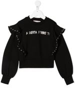 Alberta Ferretti Kids sweat à volants - Noir