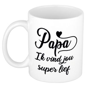 Papa ik vind jou super lief cadeau mok / beker wit 300 ml - Cadeau mokken