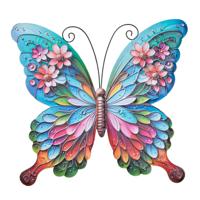 Wanddecoratie vlinder - kleurenmix - 46 x 50 cm - metaal - muurdecoratie/schutting/tuin Wanddecoratie vlinder - kleurenmix - 46 x 50 cm - metaal - muurdecoratie/schutting/tuin