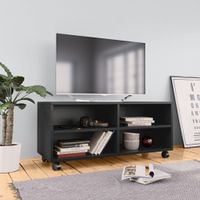 Tv-meubel met wieltjes 90x35x35 cm bewerkt hout zwart