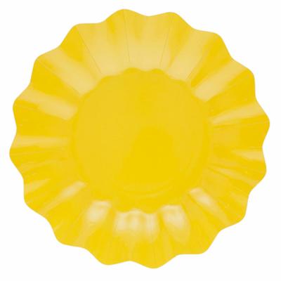 Feestbordjes met schulprand - 8x - geel - rond - karton - 27cm