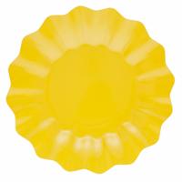 Feestbordjes met schulprand - 8x - geel - rond - karton - 27cm