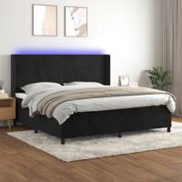 Boxspring met matras en LED fluweel zwart 200x200 cm