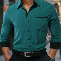 Bon&Bon Men's Dark Grey Long Sleeve Pocket Casual Shirt | Regular Fit Green / XL