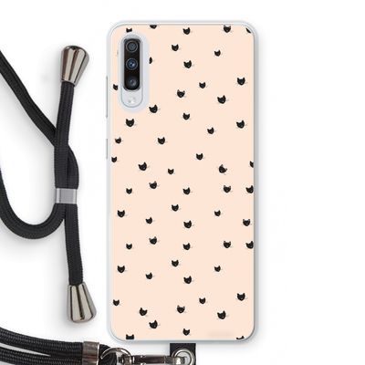Kleine kattenkopjes: Samsung Galaxy A70 Transparant Hoesje met koord