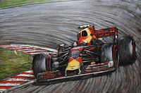 Wanddecoratie metaal F1 sportwagen - thumbnail