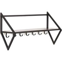 Housevitamin Wandkapstok met 7 Haken 71.5x21.7x36 cm Zwart/Metaal