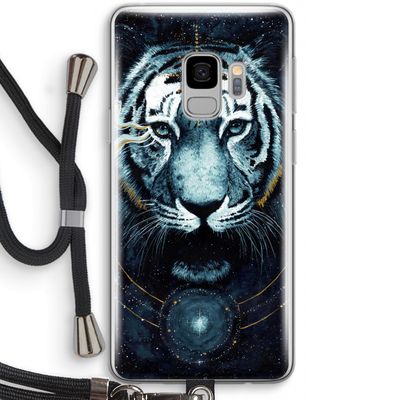 Darkness Tiger: Samsung Galaxy S9 Transparant Hoesje met koord