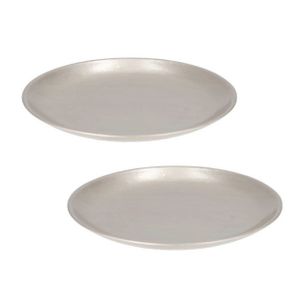 Set van 2x stuks rond kaarsenbord/kaarsenplateau zilver hout 28 cm