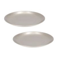 Set van 2x stuks rond kaarsenbord/kaarsenplateau zilver hout 28 cm