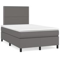 Boxspring met matras kunstleer grijs 120x190 cm