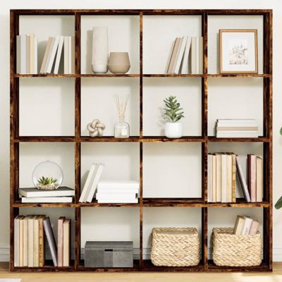 Boekenkast 137,5x29x137,5 cm bewerkt hout gerookt eikenkleurig