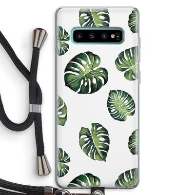 Tropische bladeren: Samsung Galaxy S10 Plus Transparant Hoesje met koord