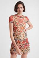 Gelaagde jurk met bloemen - MATERIAL FINISHES - L