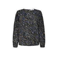 ONLY semi-transparante top ONLRIVANA met all over print en open detail zwart/blauw/beige - thumbnail