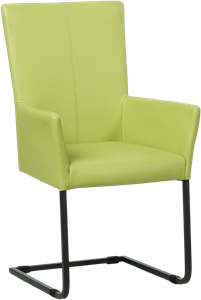 Felgroene leren industriële eetkamerstoel Dare - poot vierkant zwart - Hermes Leer Lime (felgroen leer)