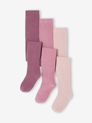 Set van 3 Oeko-Tex®-meisjesleggings oudroze