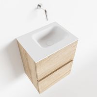Toiletmeubel Mondiaz Ada | 40 cm | Meubelkleur Washed oak | Lex wastafel Talc Links | Zonder kraangat