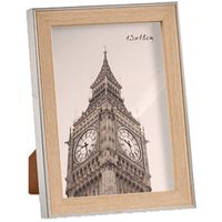 Kunststof fotolijst zilver met hout geschikt voor een foto van 13 x 18 cm - thumbnail