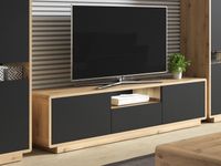 Tv-meubel ASTER 180 cm 2 deuren 1 lade mat zwart/taurus eik