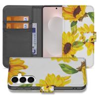 Samsung Galaxy S25 FE Hoesje Zonnebloemen Wallet PU Leer 3 Pasjes
