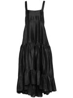 AZEEZA robe longue en soie Griffon à design plissé - Noir