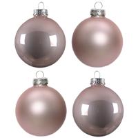 Decoris Kerstballen set - 10x - Lichtroze - glas - 6 cm - glans en mat - kerstversiering