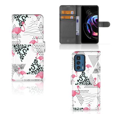 Motorola Edge 20 Pro | Telefoonhoesje | Met pasjeshouder | Flamingo Triangle
