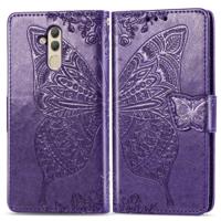 Butterfly Love bloemen reliëf horizontale Flip lederen case voor Huawei mate 20 lite met houder & kaartsleuven & portemonnee (donker paars)