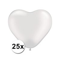 Zak met 25 witte hart ballonnen 15 cm - thumbnail