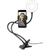 LogiLink Ring Light Ø 8,5 cm Lichtstatief Energielabel E (A - G) Incl. smartphonehouder