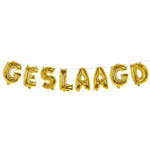 Feest folie ballonenslinger set met tekst GESLAAGD 400 cm