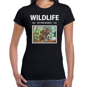 Koala t-shirt met dieren foto wildlife of the world zwart voor dames