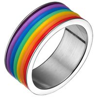 Regenboog heren ring edelstaal Rubber 9mm