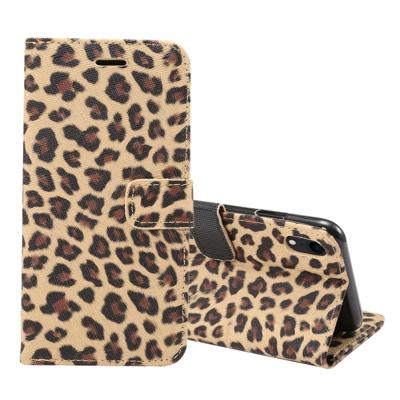 Luipaard patroon horizontale Flip lederen case voor iPhone XR met houder & kaartsleuven (bruin)