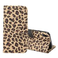 Luipaard patroon horizontale Flip lederen case voor iPhone XR met houder & kaartsleuven (bruin)