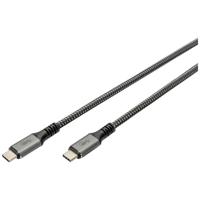 Digitus USB-C-kabel USB 4.0 USB-C stekker 1 m Zwart Afscherming gevlochten, Afgeschermd, Scheurbestendig, Rond DB-300443-010-S