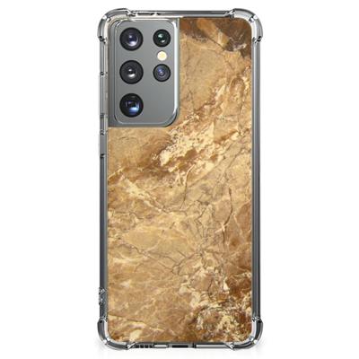 Samsung Galaxy S21 Ultra Anti-Shock Hoesje Marmer Creme Samsung Galaxy S21 Ultra Anti-Shock Hoesje Marmer Creme