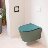 Wandcloset Mondiaz Lavie | Zonder spoelrand | Incl.Toiletzitting-Smag | Keramiek | Army (groen)