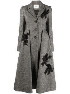 ERDEM manteau Stephanie à motif floral brodé - Noir