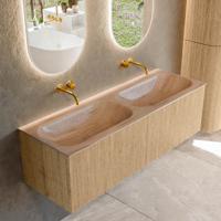 Badmeubel Mondiaz Kurve-Dlux | 140 cm | Meubelkleur Oak | Wastafelkleur Saba | Solid surface | Wasbak beide zijden spoelbak | Zonder kraangat(en) Badmeubel Mondiaz Kurve-Dlux | 140 cm | Meubelkleur Oak | Wastafelkleur Saba | Solid surface | Wasbak beide zijden spoelbak | Zonder kraangat(en)