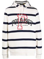 Polo Ralph Lauren logo-print striped cotton hoodie - Blanc - thumbnail