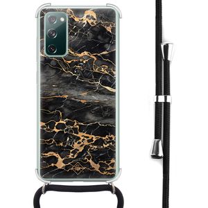 Samsung Galaxy S20 FE hoesje met koord - Marmer grijs brons