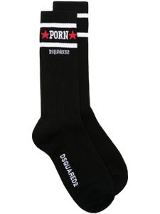 DSQUARED2 chaussettes à slogan en jacquard - Noir