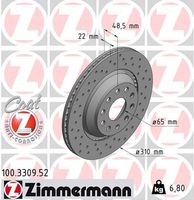 Remschijf ZIMMERMANN, Remschijftype: Buiten geventileerd, u.a. fÃ¼r VW, Skoda, Audi, Seat