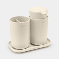 Brabantia ReNew badkameraccessoires, set van 3 - zeepdispenser, tandenborstelhouder en schaal - Soft Beige - thumbnail